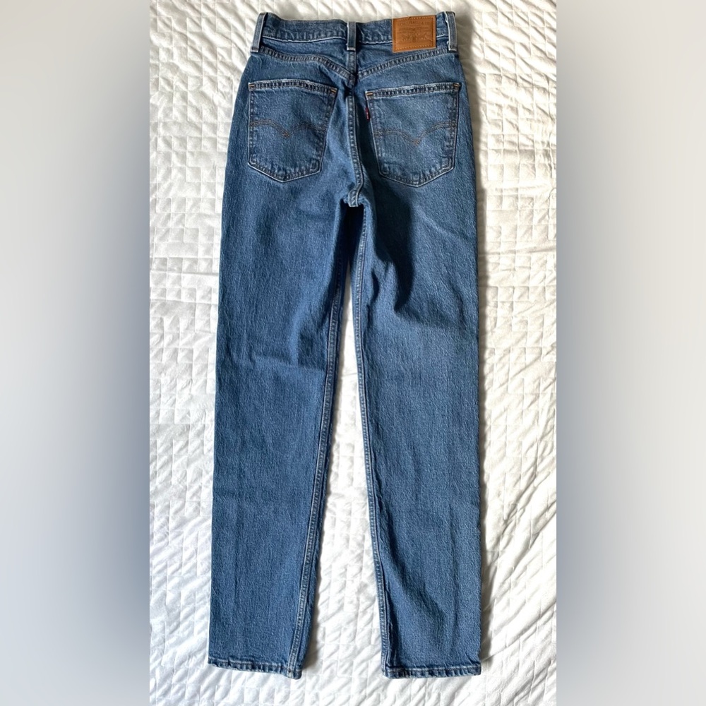 LEVI’S Premium 70’s High Rise Slim Straight Women’s 25 Classic Blue Jeans - Picture 7 of 9